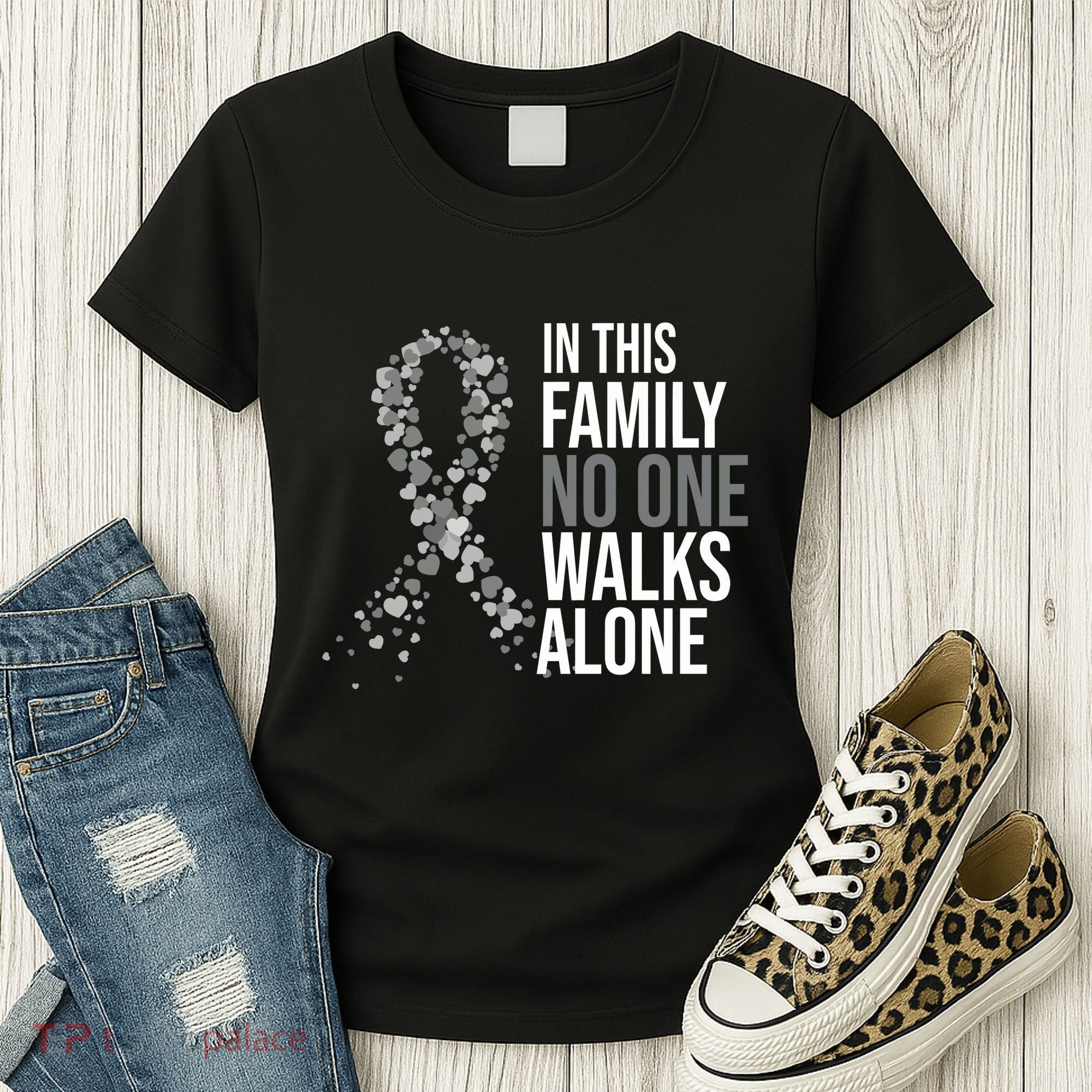 ParkinsonS Disease Awareness In This Family No One Walks Alone Women's T-Shirt