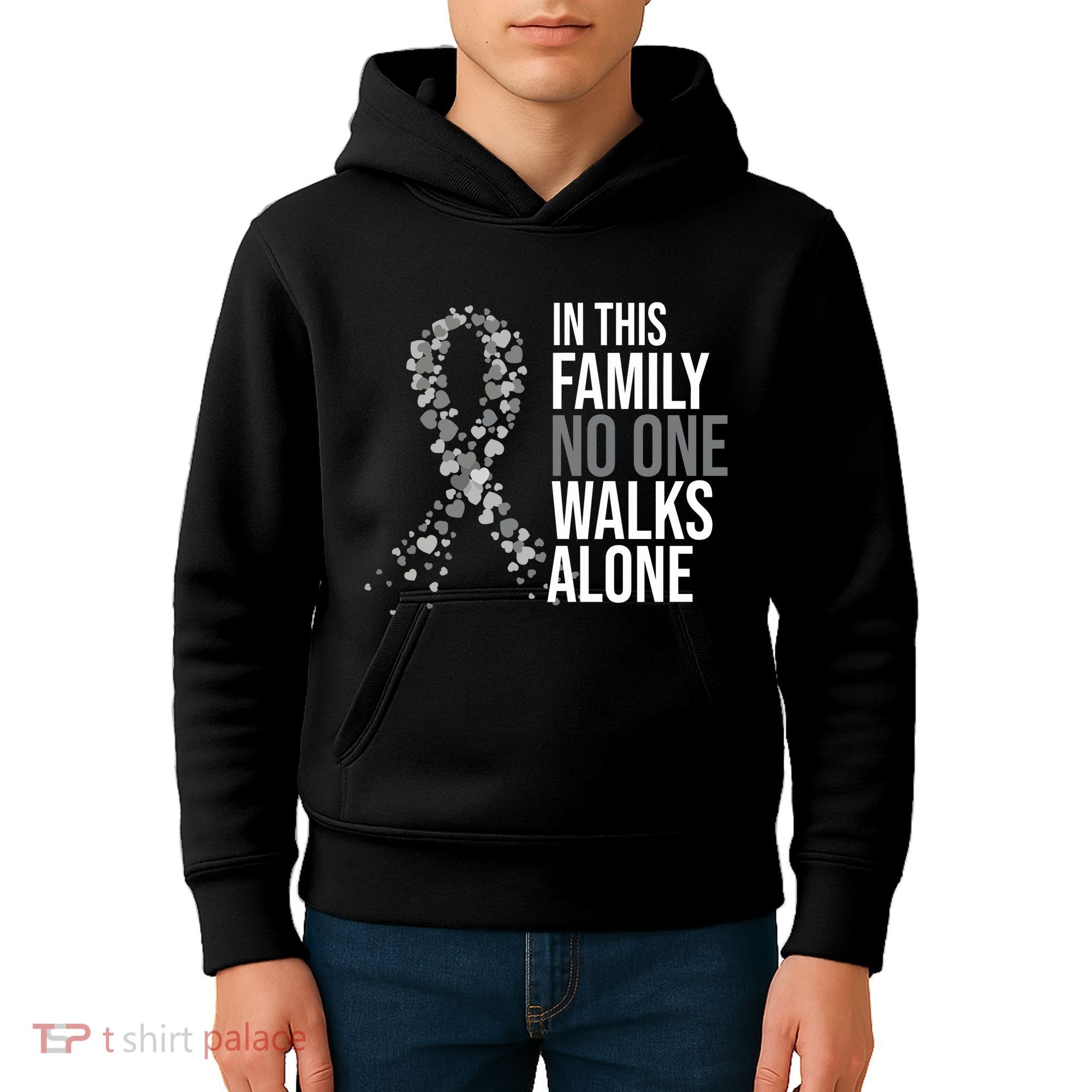 ParkinsonS Disease Awareness In This Family No One Walks Alone Kids Hoodie