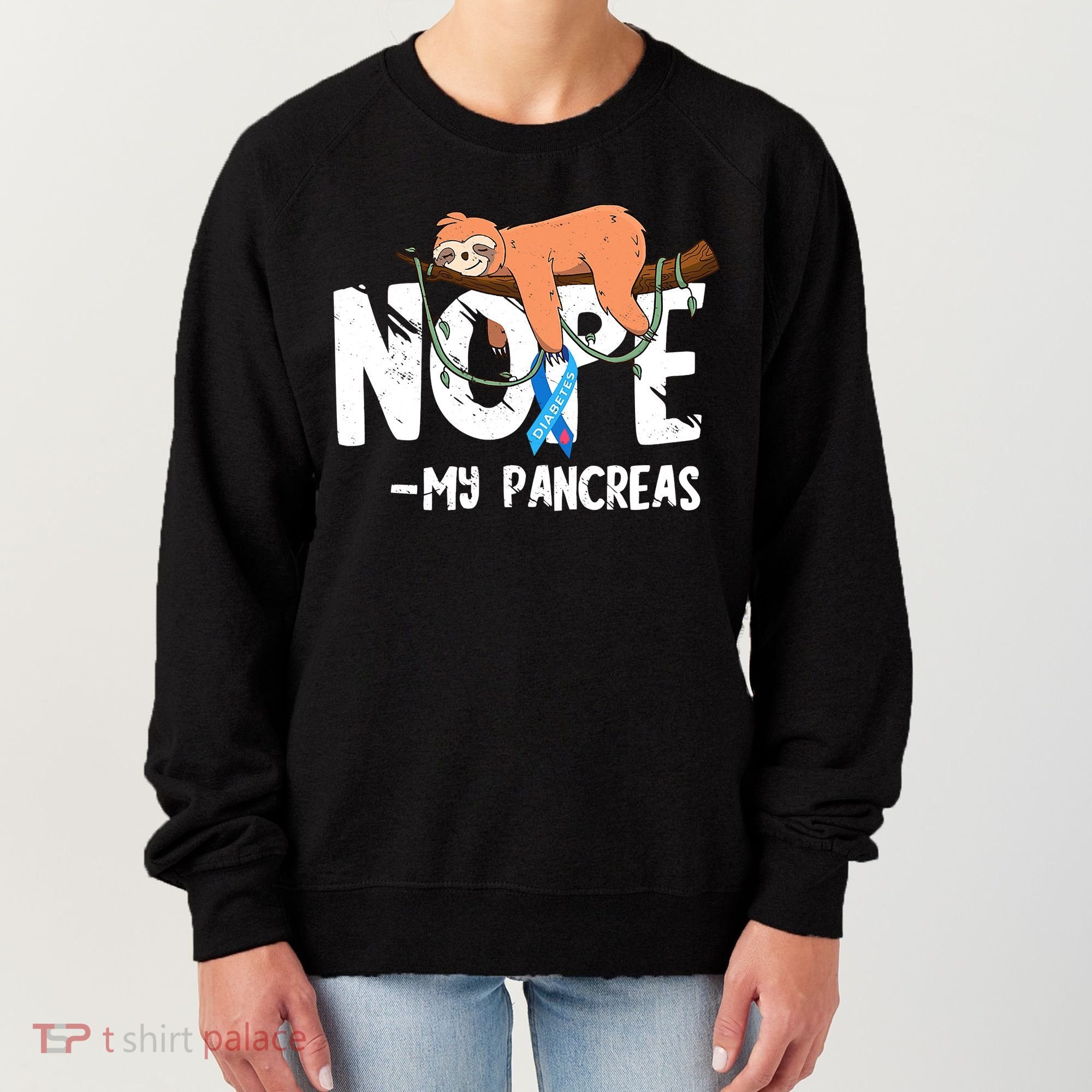 Pancreas Diabetes Awareness Blood Sugar Diabetic Sloth T1D Women's Sweatshirt