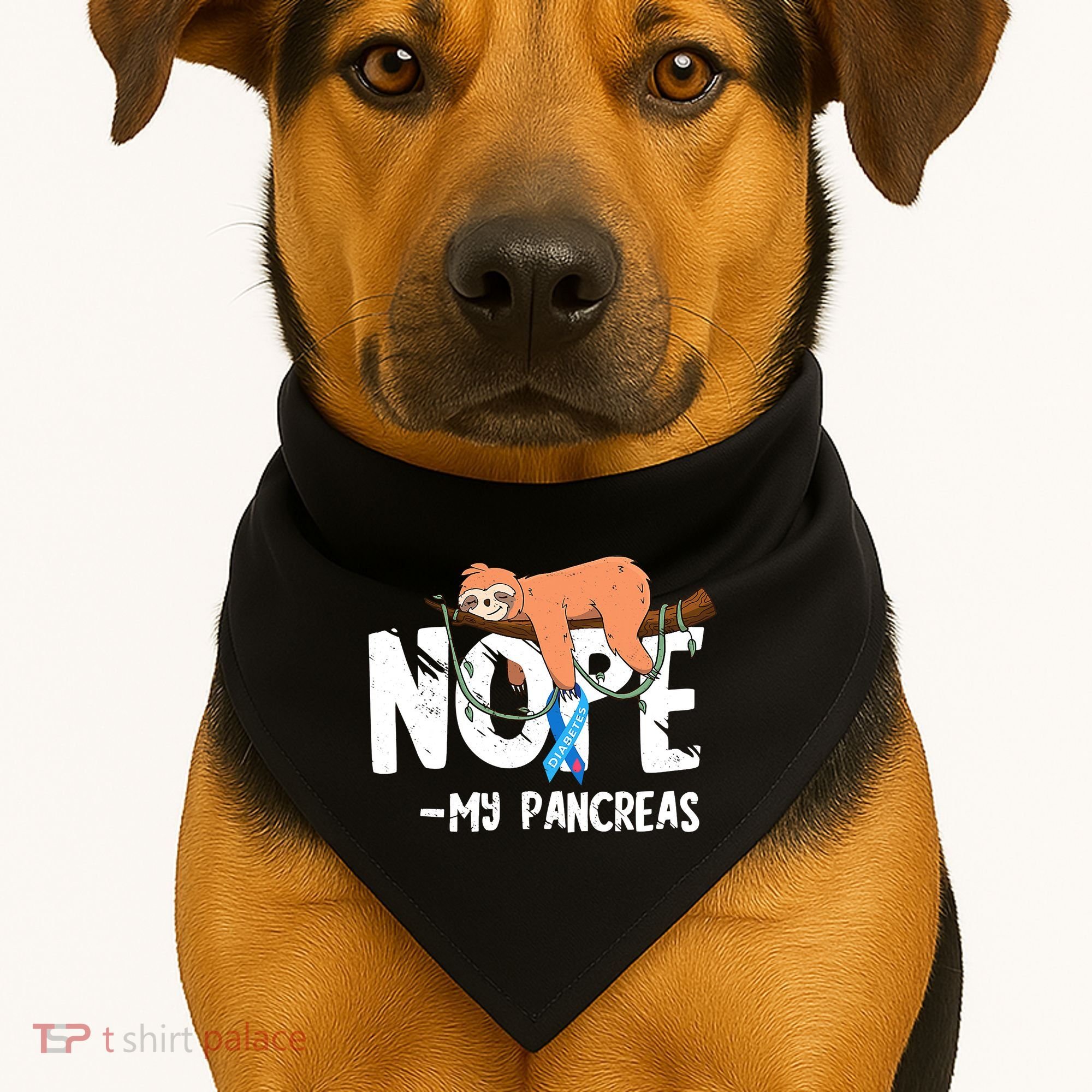Pancreas Diabetes Awareness Blood Sugar Diabetic Sloth T1D USA-Made Doggie Bandana