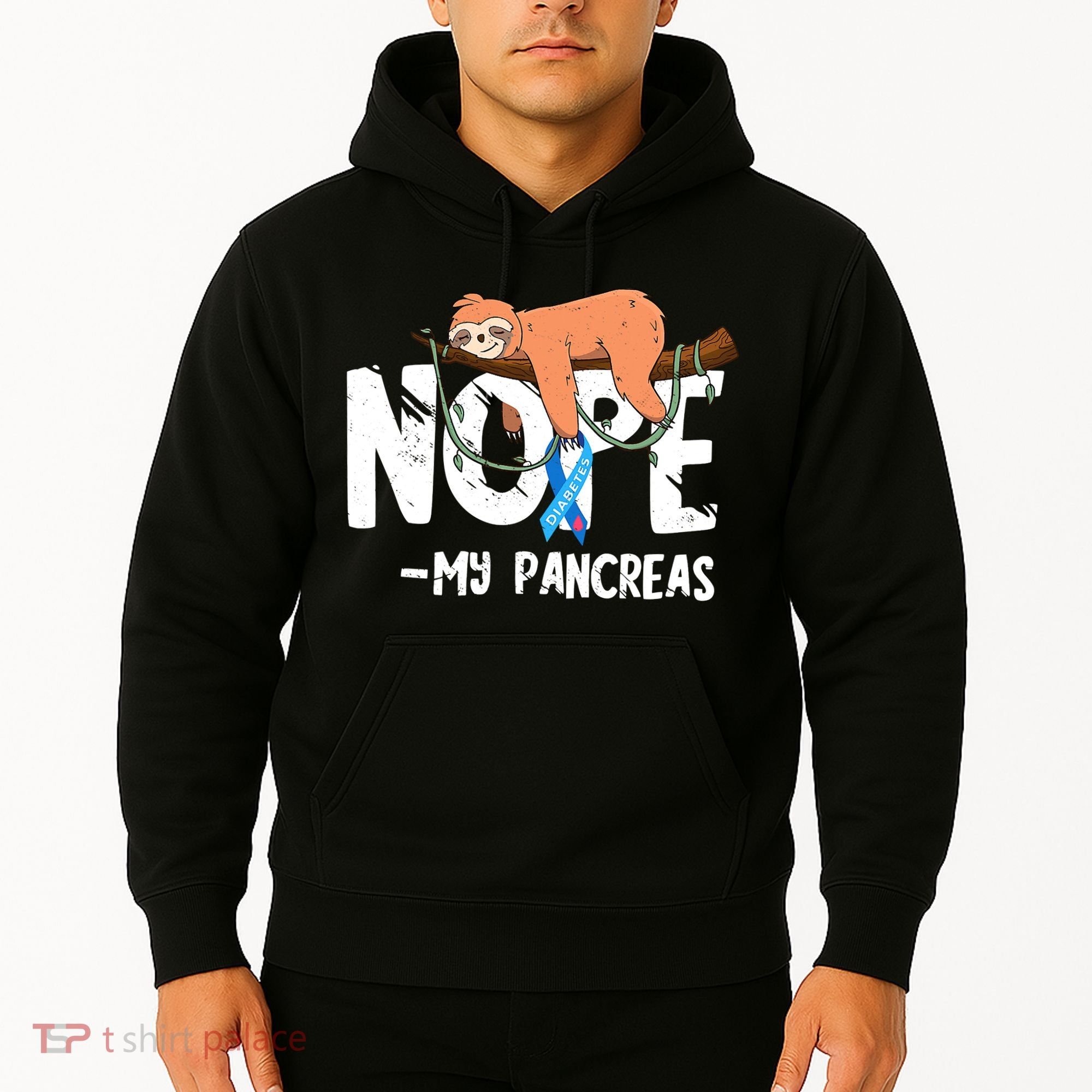 Pancreas Diabetes Awareness Blood Sugar Diabetic Sloth T1D Hoodie