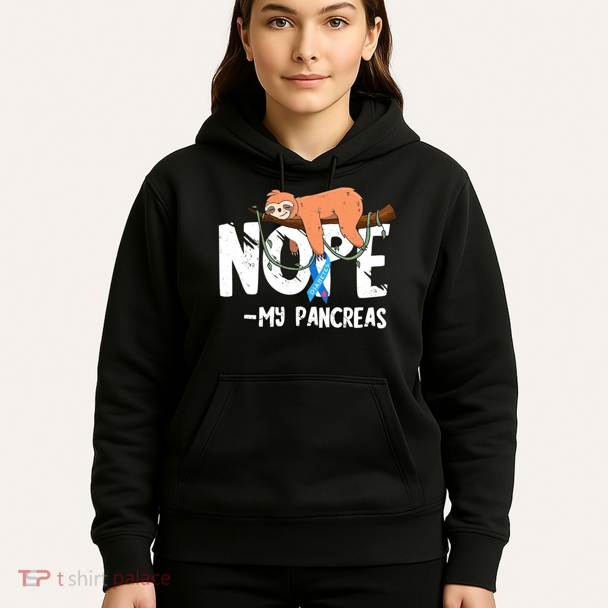 Pancreas Diabetes Awareness Blood Sugar Diabetic Sloth T1D Hoodie