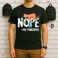 Pancreas Diabetes Awareness Blood Sugar Diabetic Sloth T1D T-Shirt thumb 6