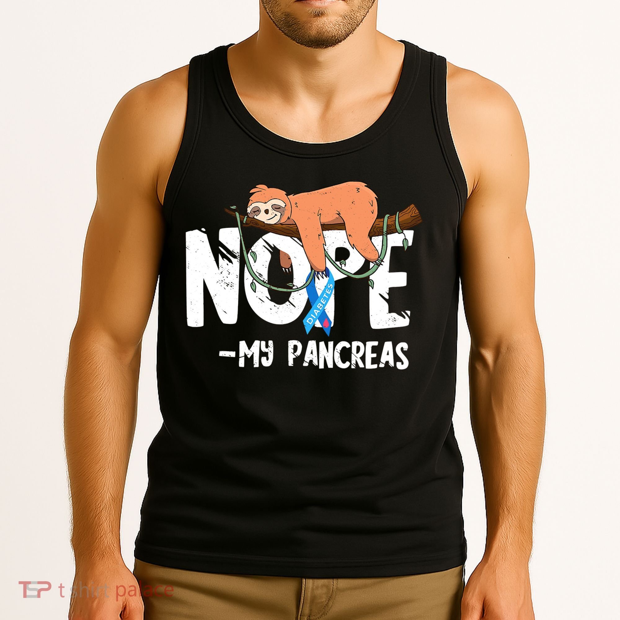 Pancreas Diabetes Awareness Blood Sugar Diabetic Sloth T1D Tank Top
