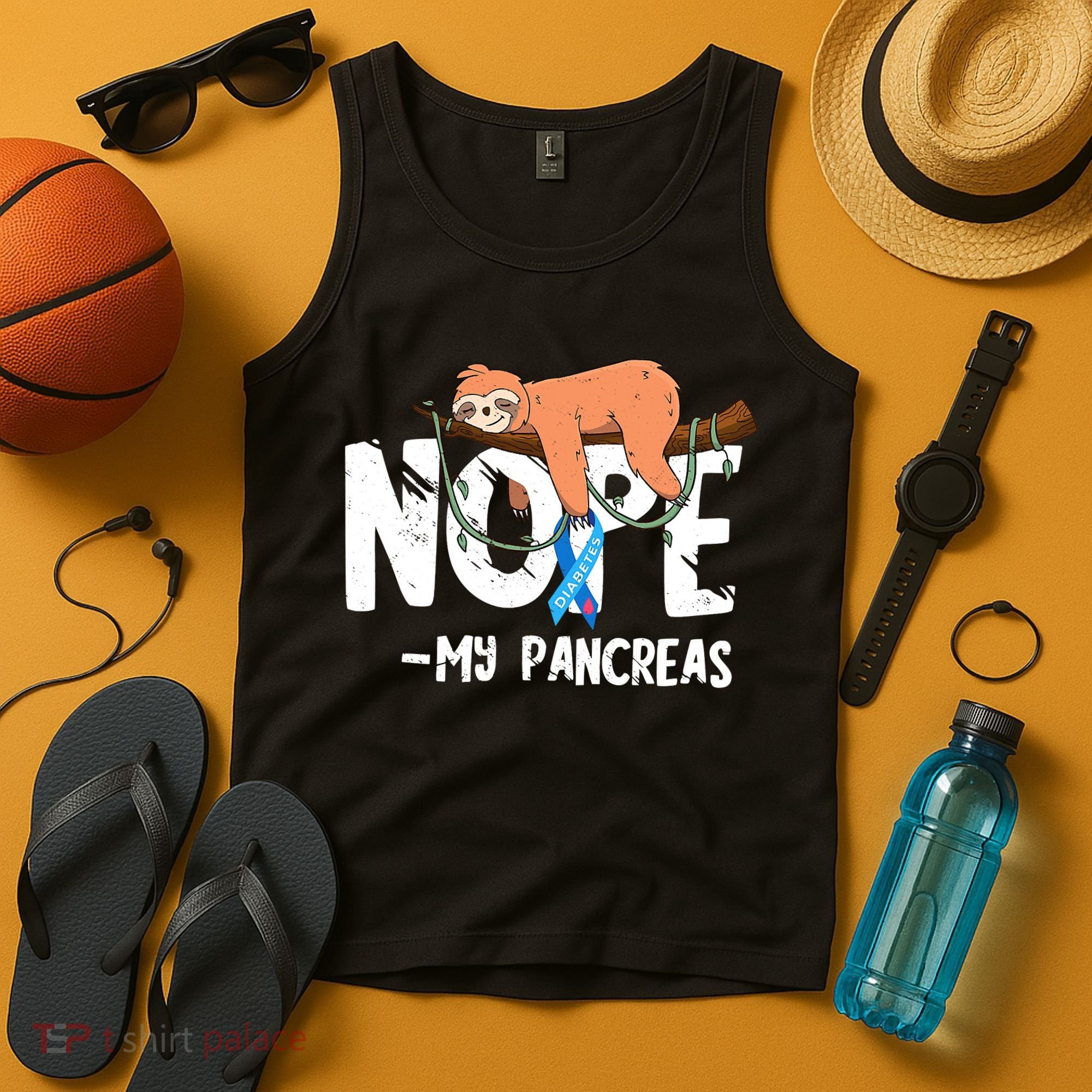 Pancreas Diabetes Awareness Blood Sugar Diabetic Sloth T1D Tank Top
