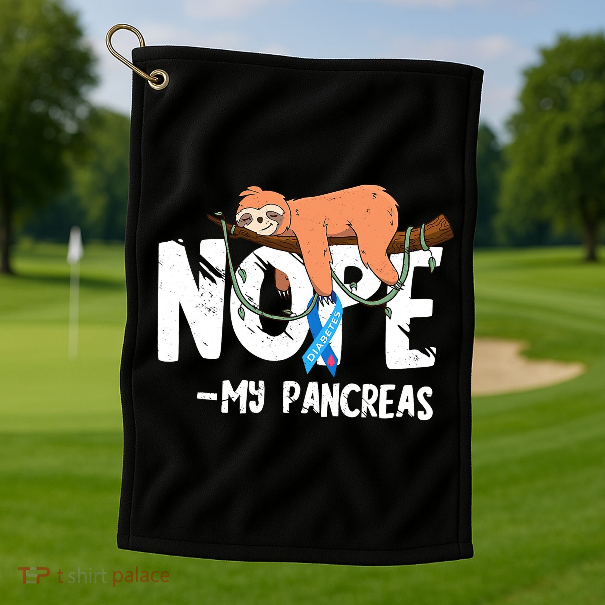 Pancreas Diabetes Awareness Blood Sugar Diabetic Sloth T1D Golf Towel