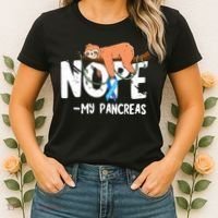Pancreas Diabetes Awareness Blood Sugar Diabetic Sloth T1D Women's T-Shirt thumb 2