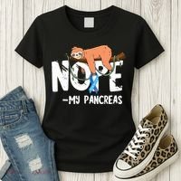 Pancreas Diabetes Awareness Blood Sugar Diabetic Sloth T1D Women's T-Shirt thumb 3