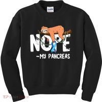 Pancreas Diabetes Awareness Blood Sugar Diabetic Sloth T1D Kids Sweatshirt thumb 0