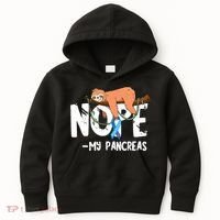 Pancreas Diabetes Awareness Blood Sugar Diabetic Sloth T1D Kids Hoodie thumb 0