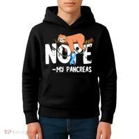 Pancreas Diabetes Awareness Blood Sugar Diabetic Sloth T1D Kids Hoodie thumb 4