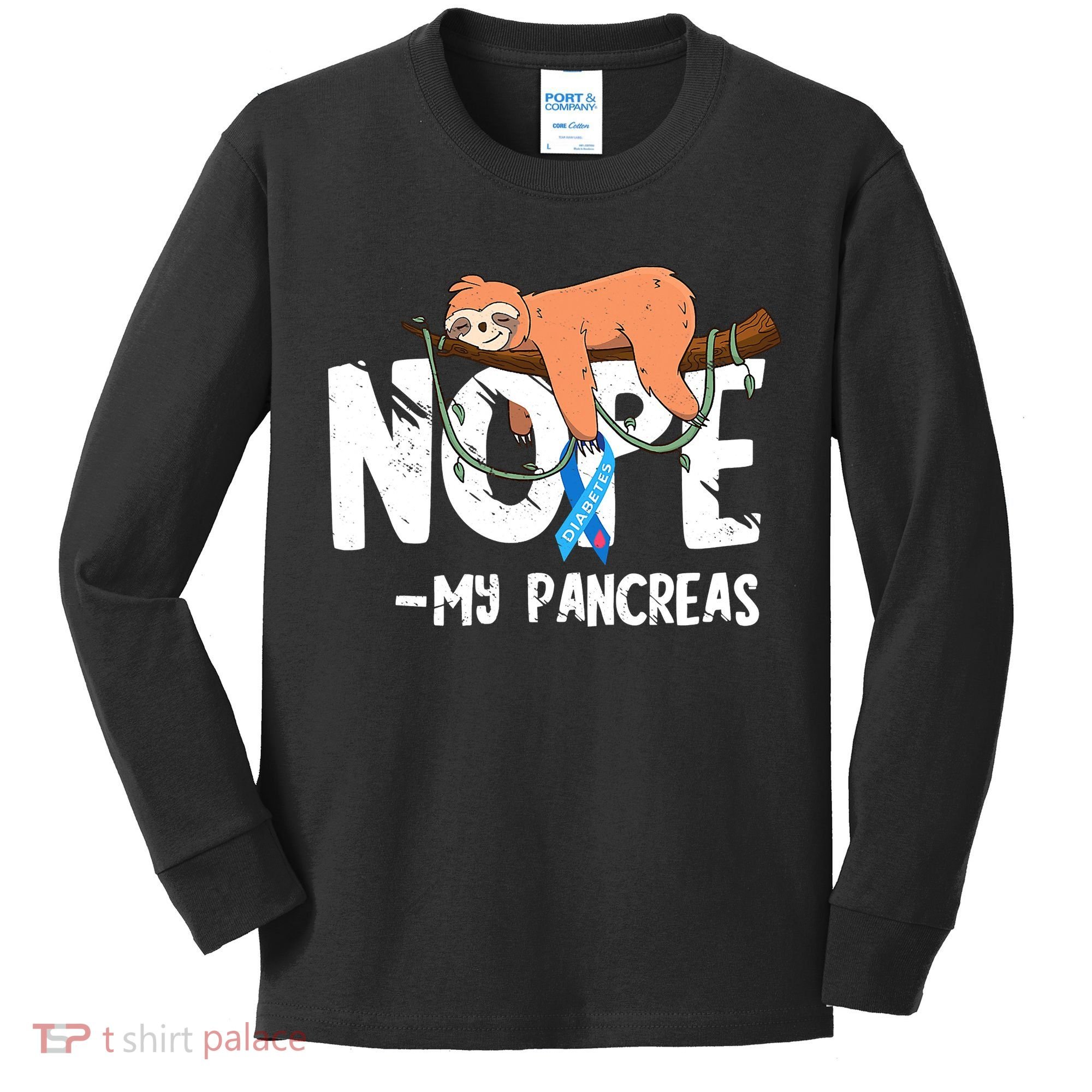 Pancreas Diabetes Awareness Blood Sugar Diabetic Sloth T1D Kids Long Sleeve Shirt