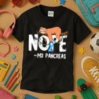 Pancreas Diabetes Awareness Blood Sugar Diabetic Sloth T1D Kids T-Shirt thumb 3