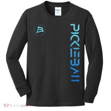 Pickleball Distressed Blue Gradient Casual Design Kids Long Sleeve Shirt