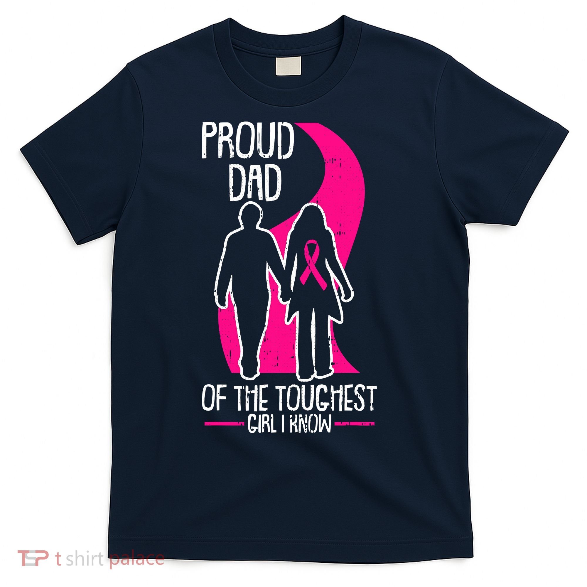 Proud Dad Breast Cancer Awareness Pink Ribbon Girl Warrior T-Shirt