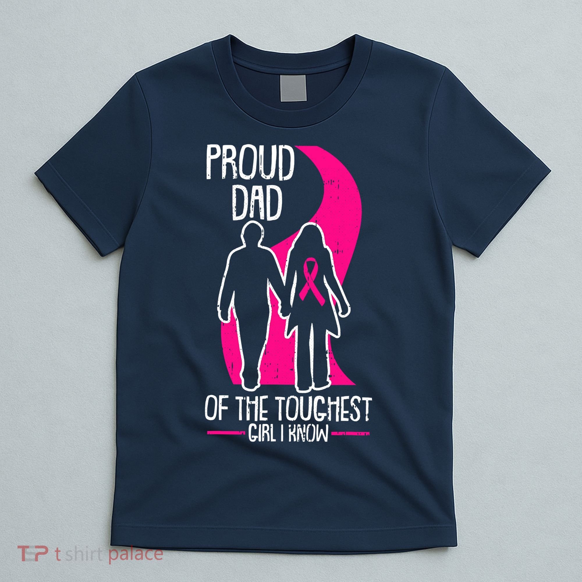 Proud Dad Breast Cancer Awareness Pink Ribbon Girl Warrior T-Shirt