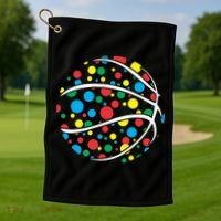 Polka Dots Basketball International Dot Day Golf Towel thumb 1