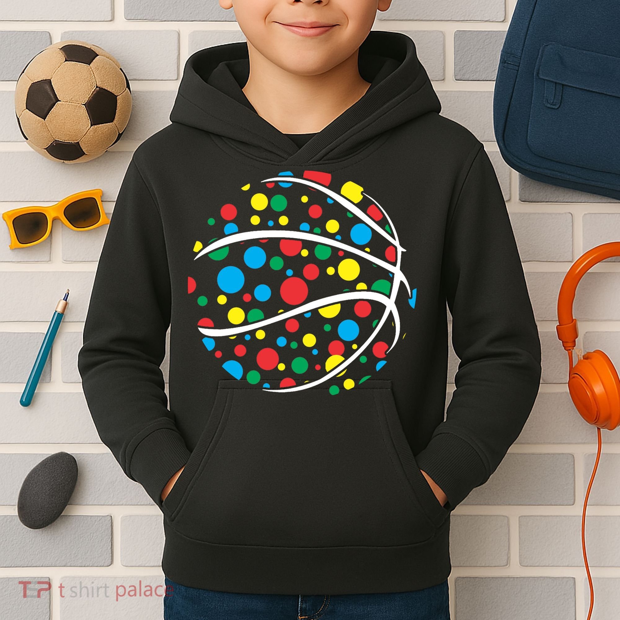 Polka Dots Basketball International Dot Day Kids Hoodie