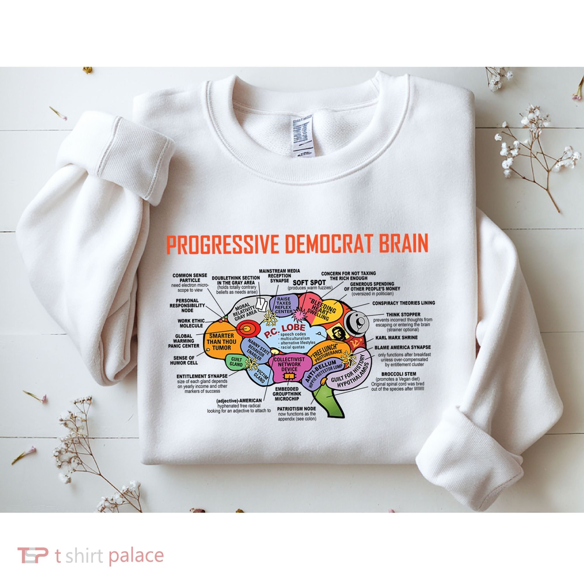 Progressive Democrat Brain Diagram Funny Sweatshirt