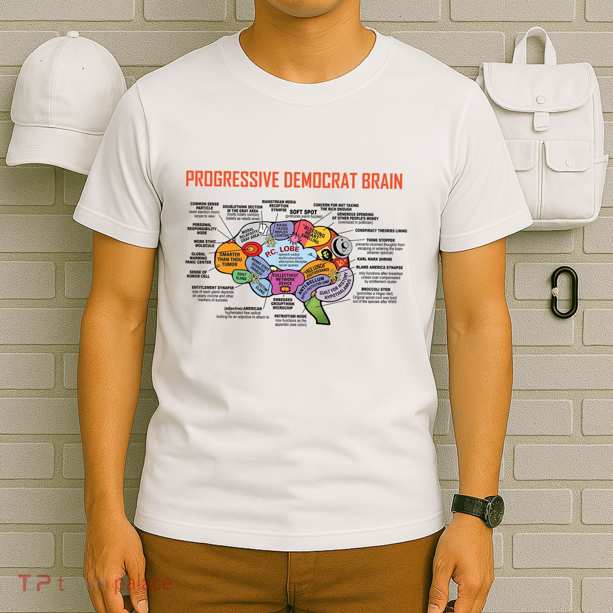 Progressive Democrat Brain Diagram Funny T-Shirt
