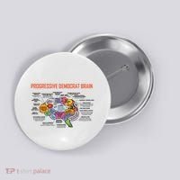 Progressive Democrat Brain Diagram Funny Button thumb 0