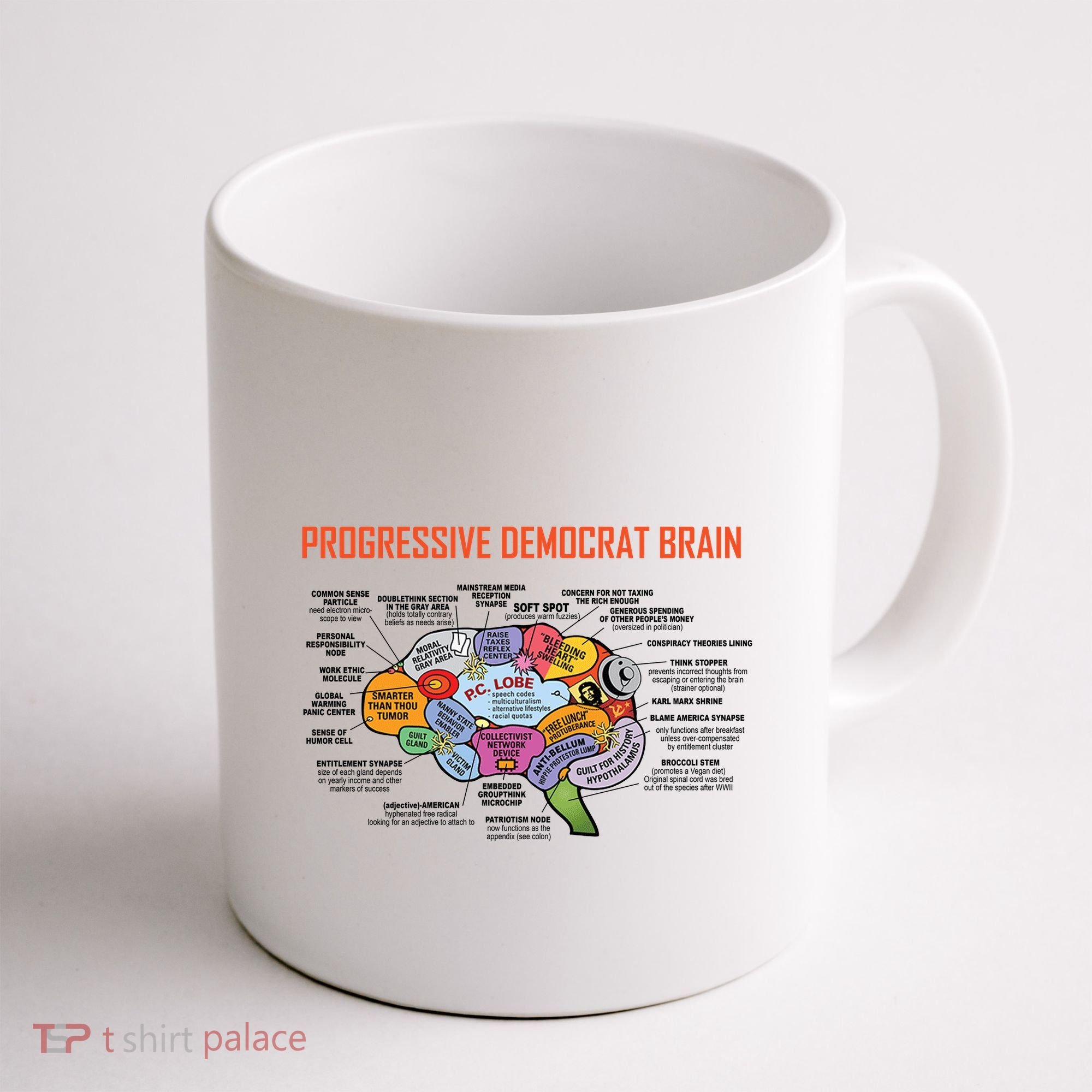 Progressive Democrat Brain Diagram Funny Coffee Mug