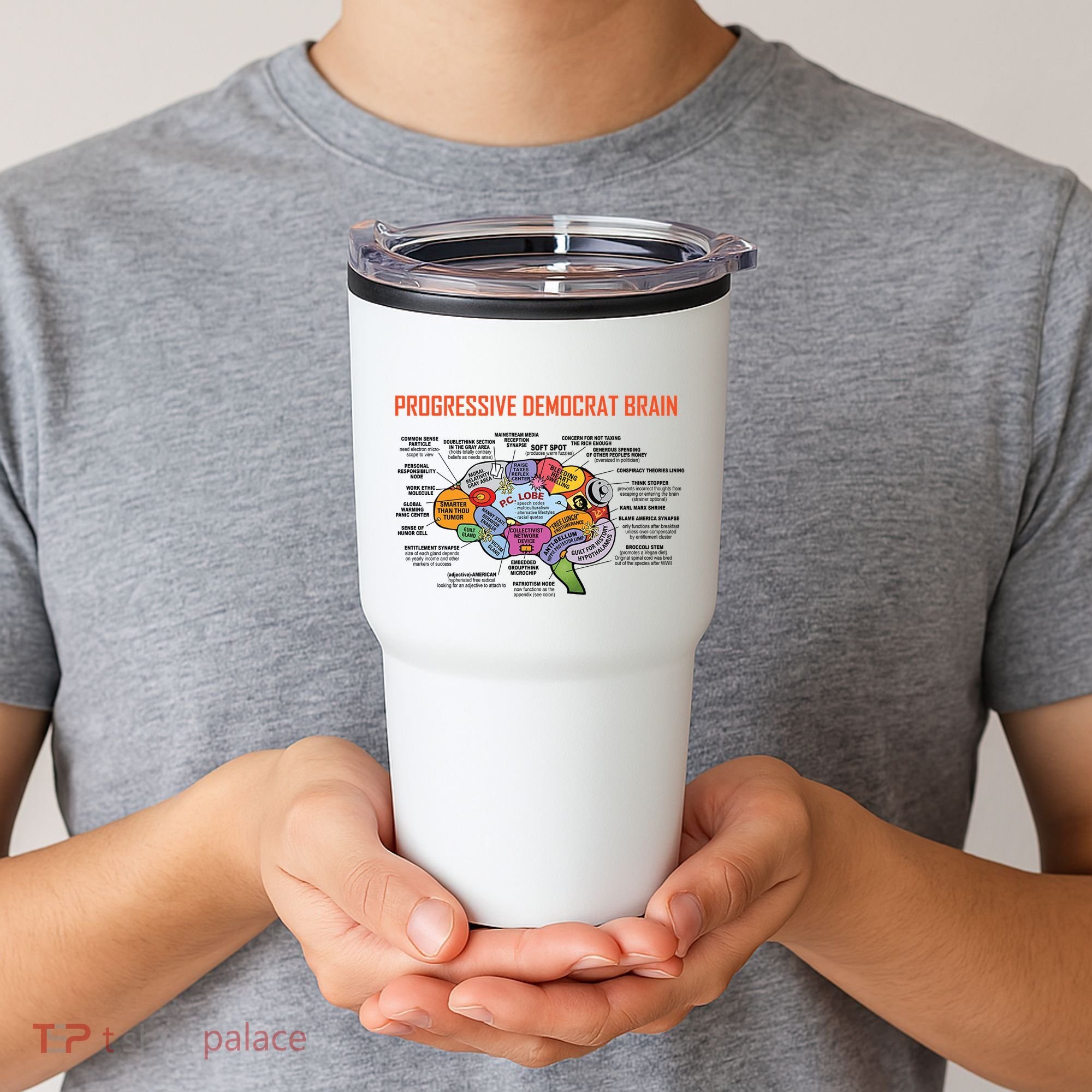 Progressive Democrat Brain Diagram Funny Tumbler