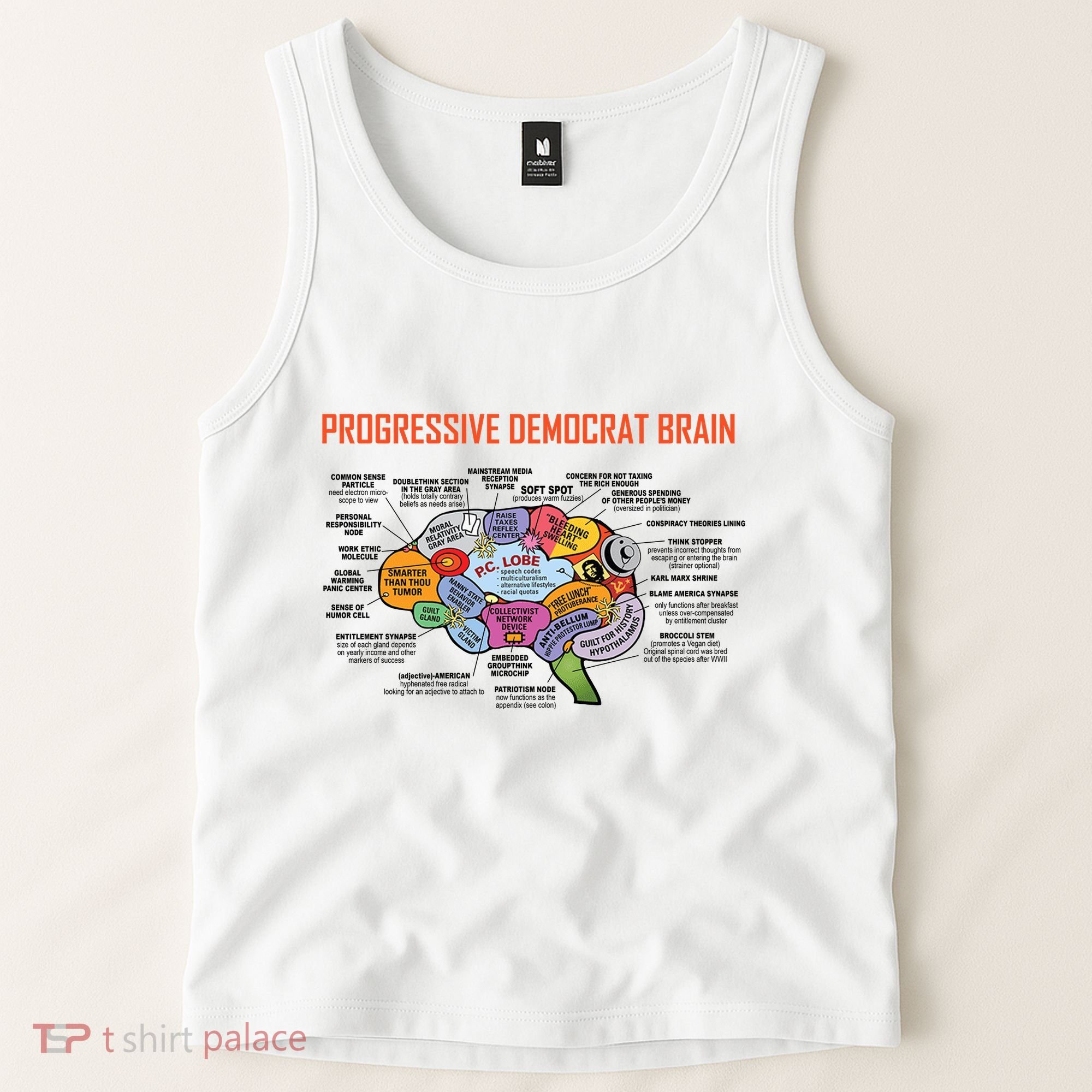 Progressive Democrat Brain Diagram Funny Tank Top
