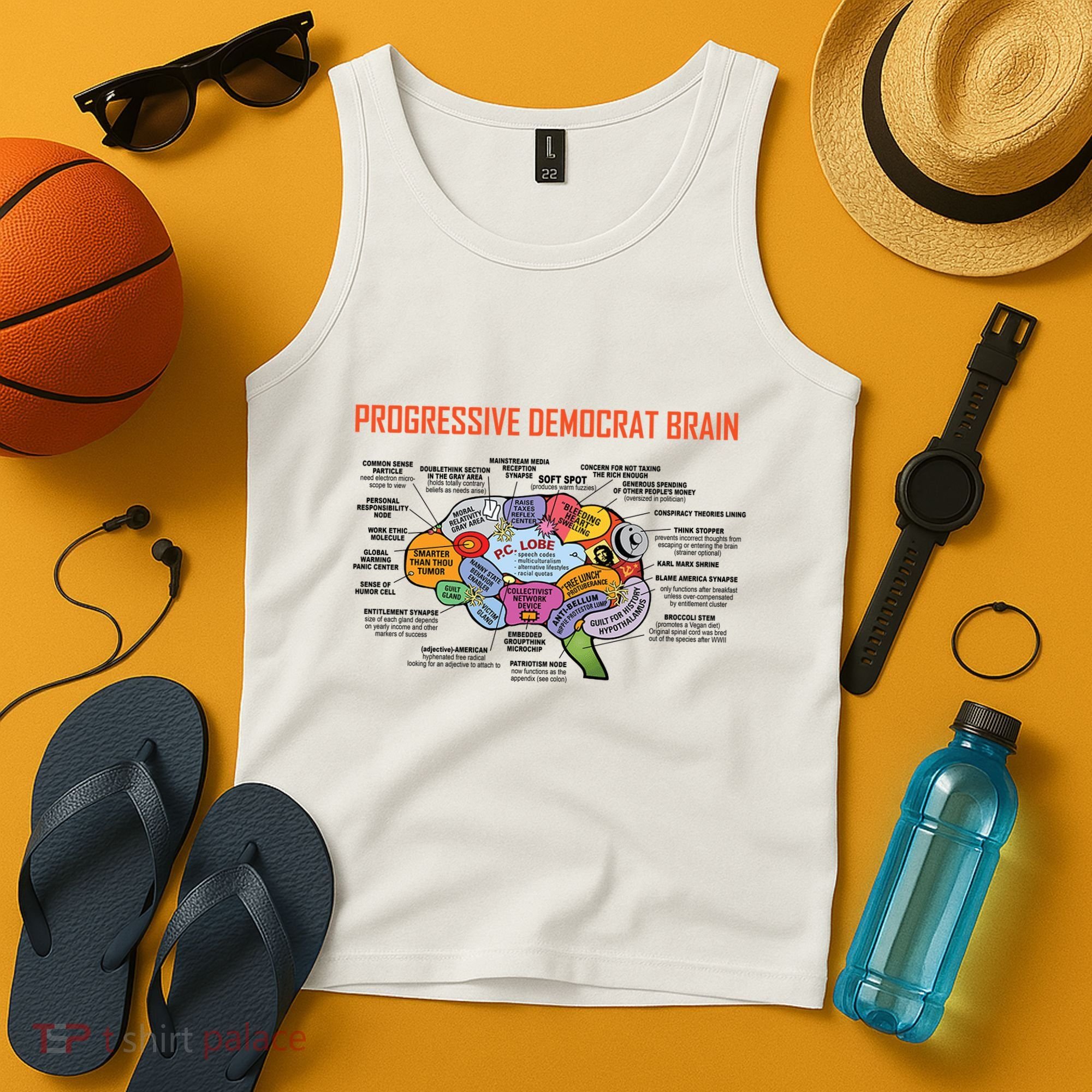 Progressive Democrat Brain Diagram Funny Tank Top