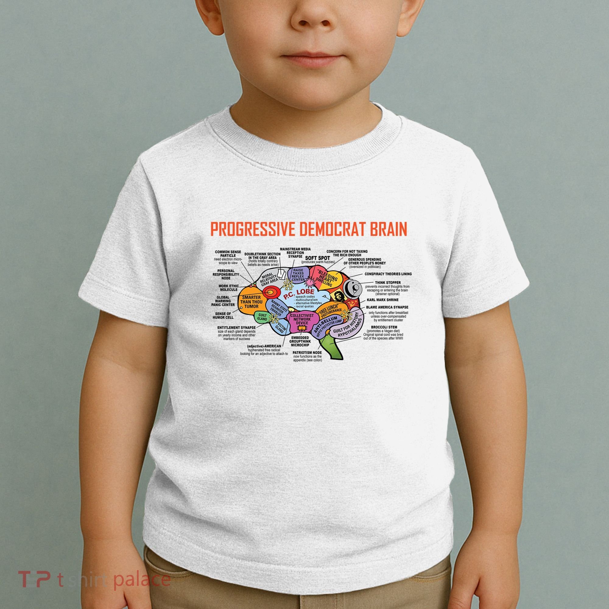 Progressive Democrat Brain Diagram Funny Toddler T-Shirt
