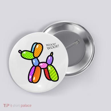 Poodle Dog Balloon Animal Illustration Graphic Designs Button