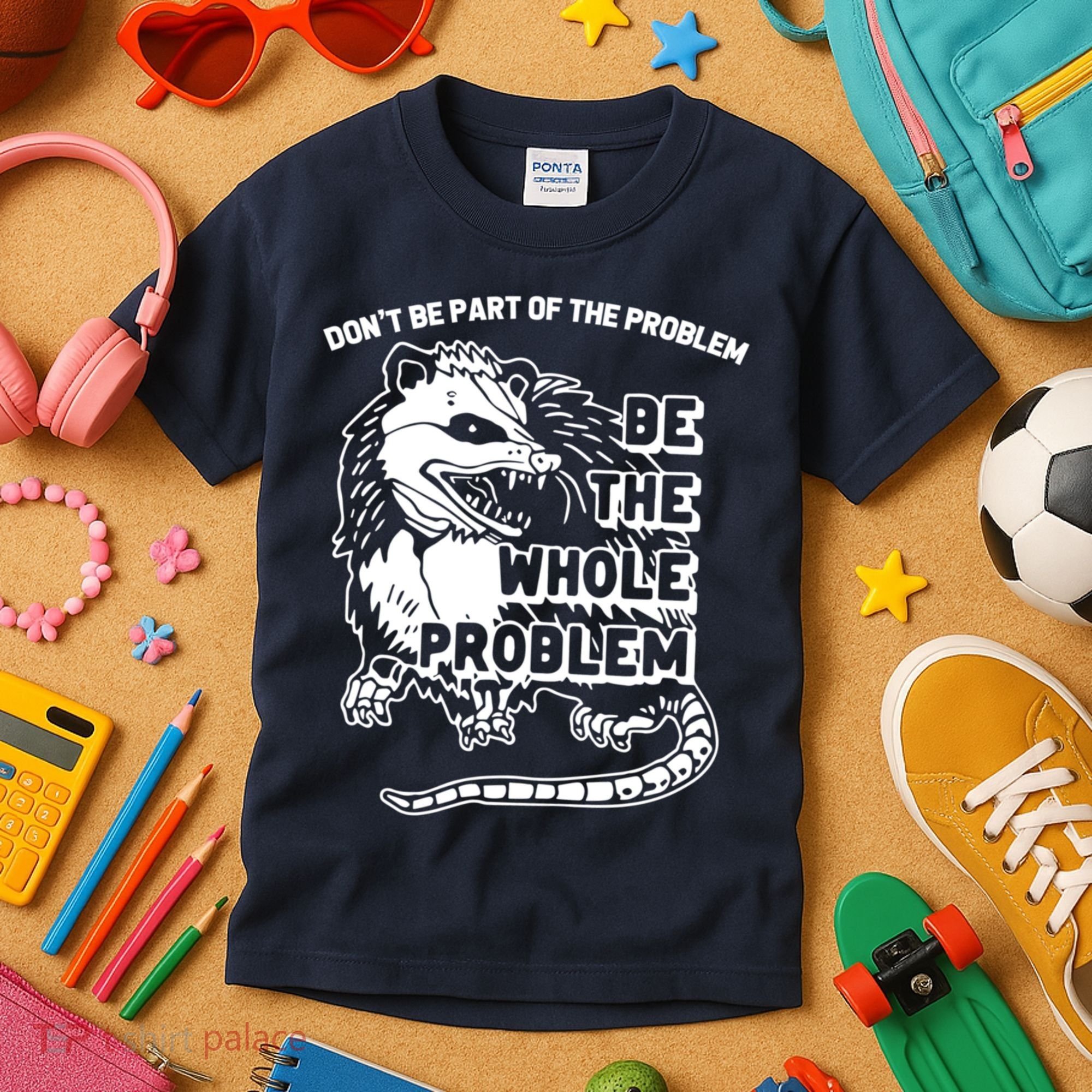 Possum Don't Be Part Of The Problem Be The Entire Problem Funny Opossum Kids T-Shirt
