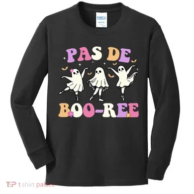 Pas De BooréE Ghost Ballet Dancer Halloween Kids Long Sleeve Shirt