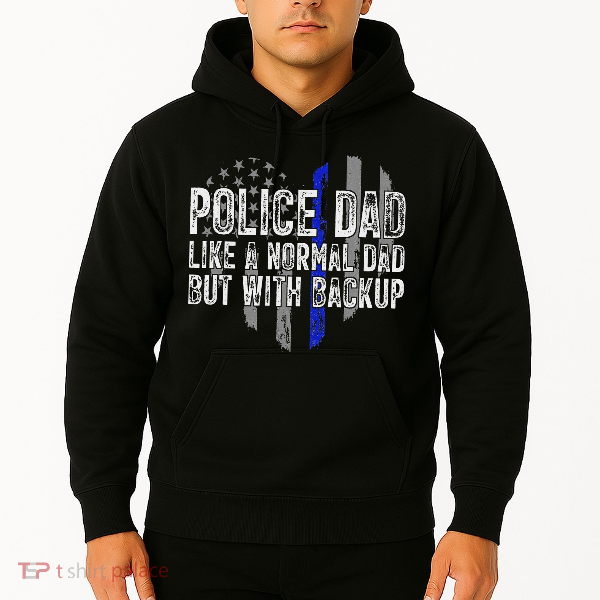 Police Dad Blue Line Flag Hoodie