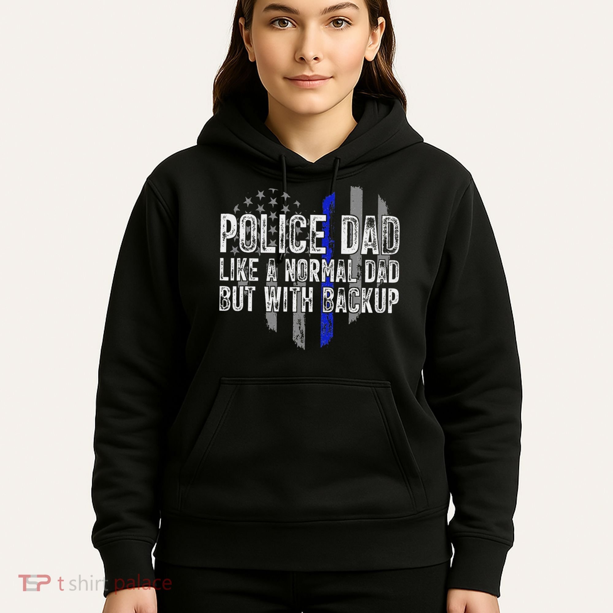 Police Dad Blue Line Flag Hoodie