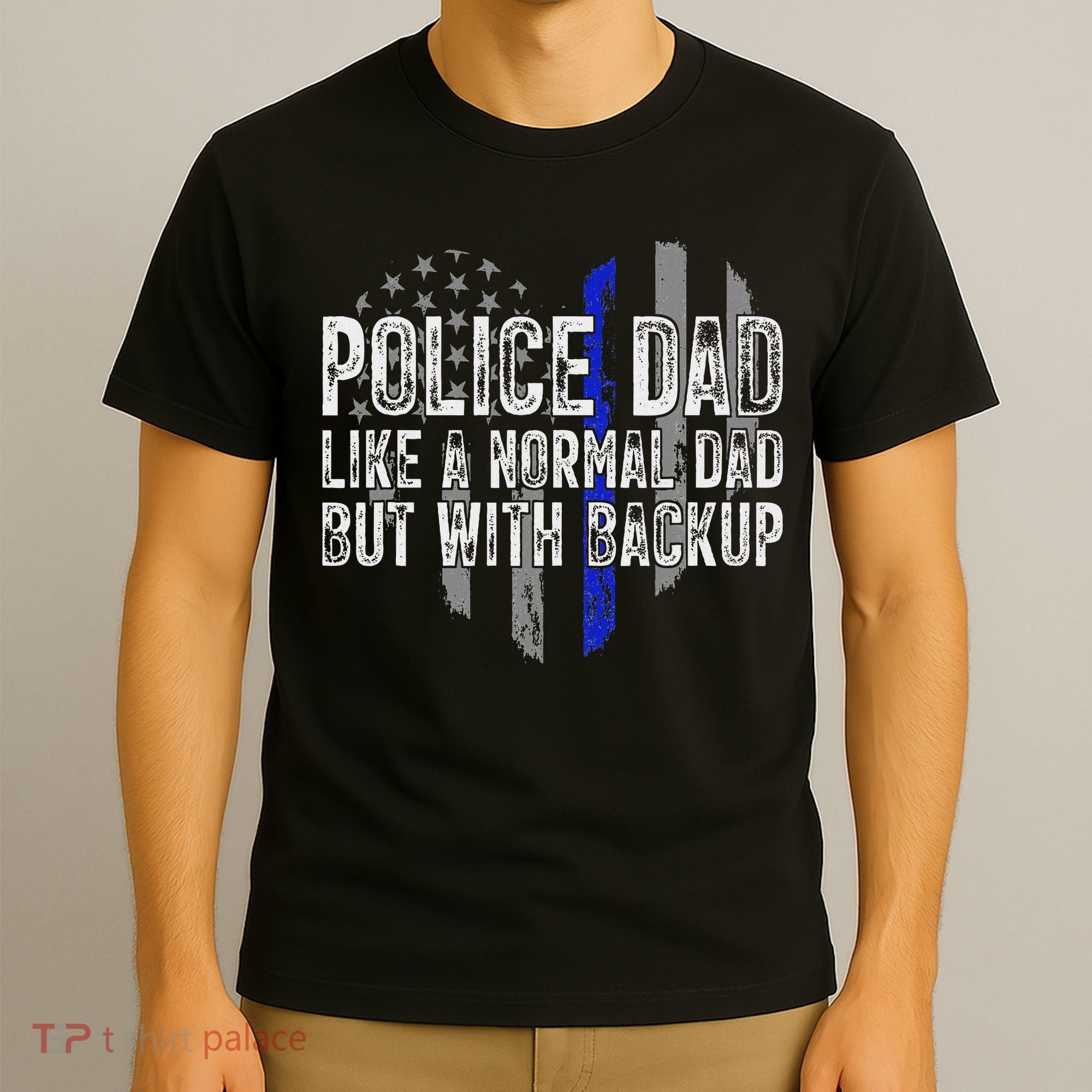 Police Dad Blue Line Flag T-Shirt