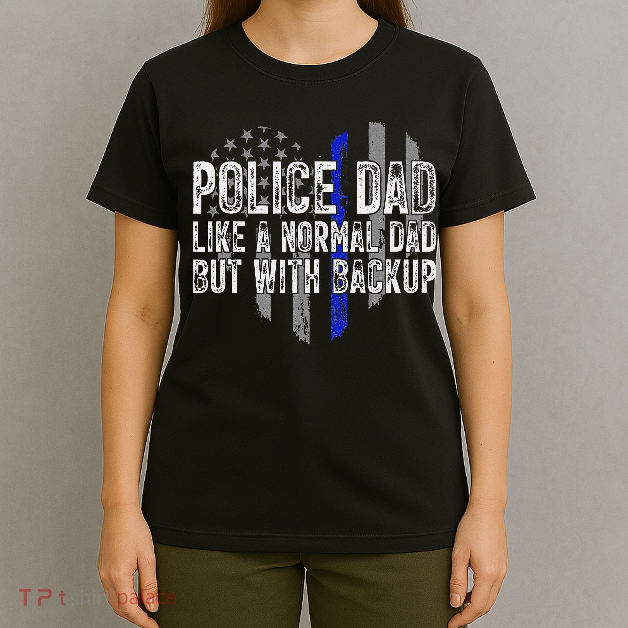 Police Dad Blue Line Flag T-Shirt