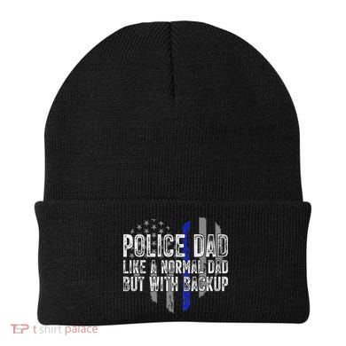 Police Dad Blue Line Flag Beanie