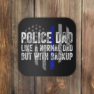 Police Dad Blue Line Flag Coaster