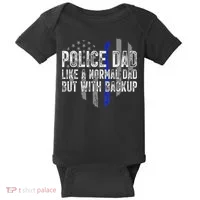 Police Dad Blue Line Flag Baby Bodysuit thumb 0
