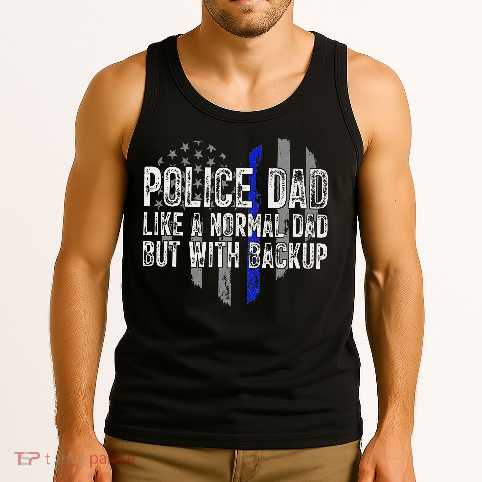 Police Dad Blue Line Flag Tank Top