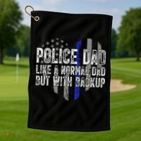 Police Dad Blue Line Flag Golf Towel thumb 1