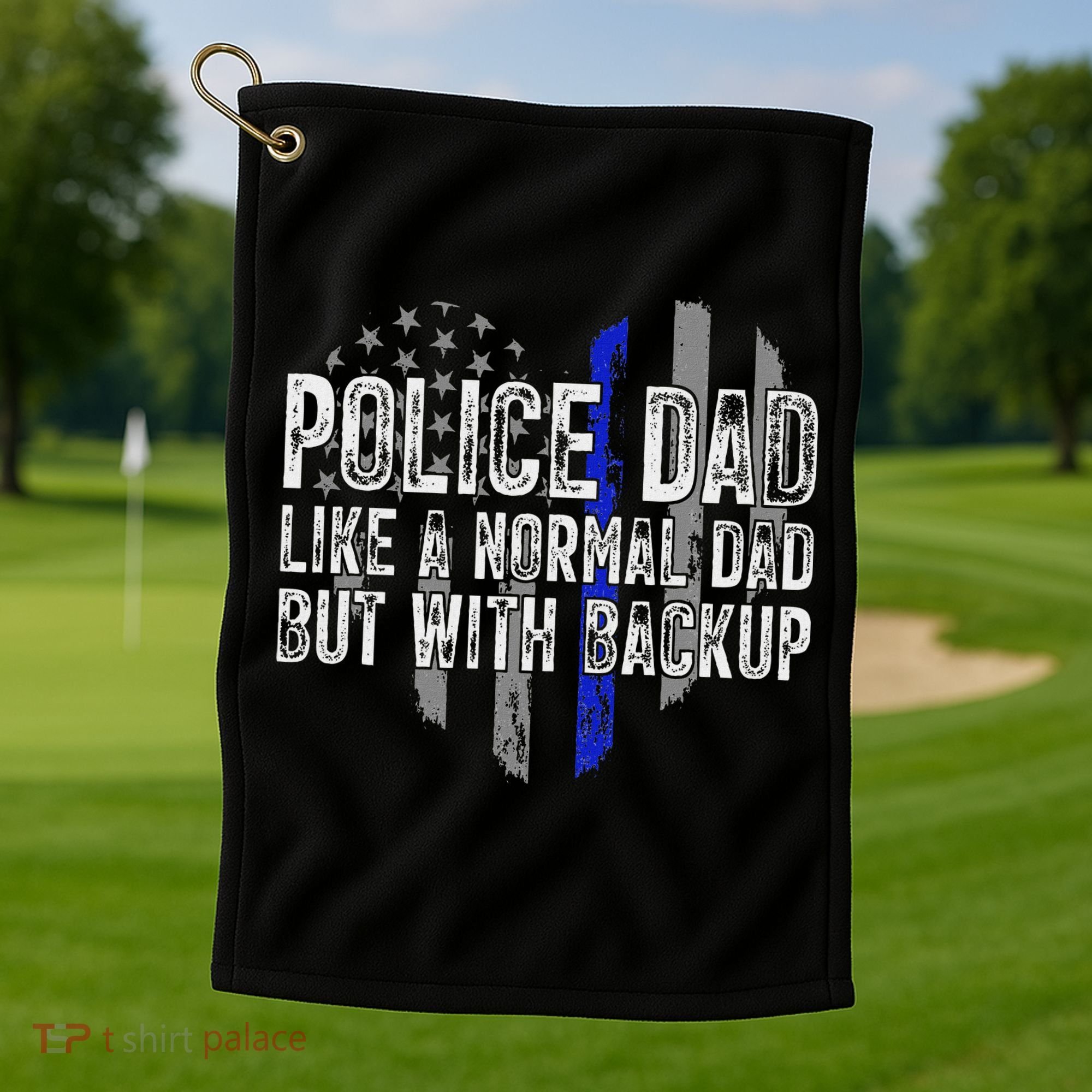 Police Dad Blue Line Flag Golf Towel