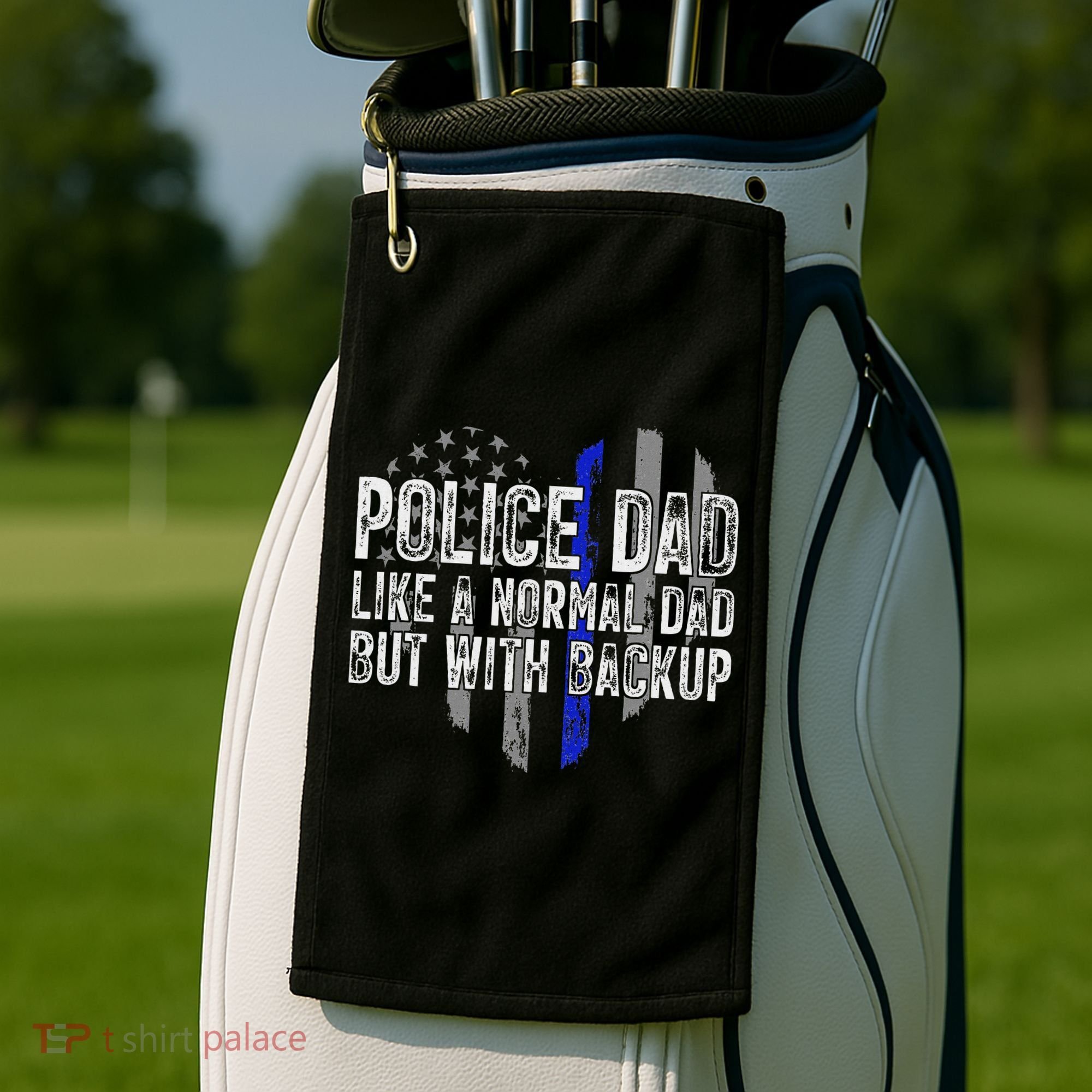 Police Dad Blue Line Flag Golf Towel