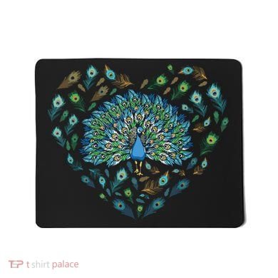 Peacock Decorative Colorful Peacock Love Heart Mousepad