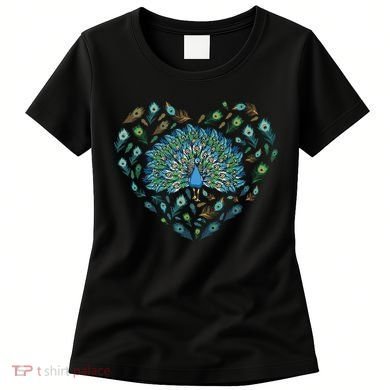 Peacock Decorative Colorful Peacock Love Heart Women's T-Shirt