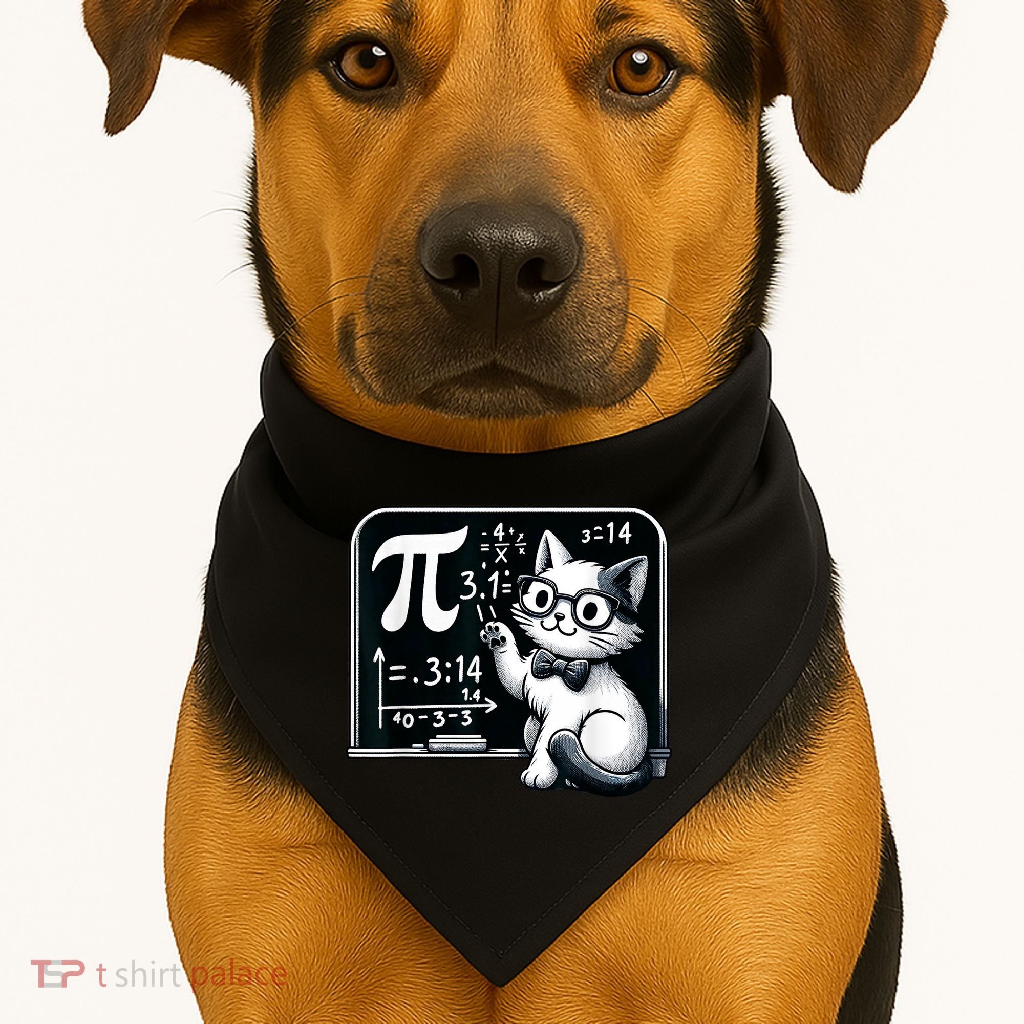 Pi Day Cat USA-Made Doggie Bandana