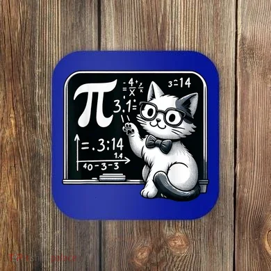 Pi Day Cat Coaster