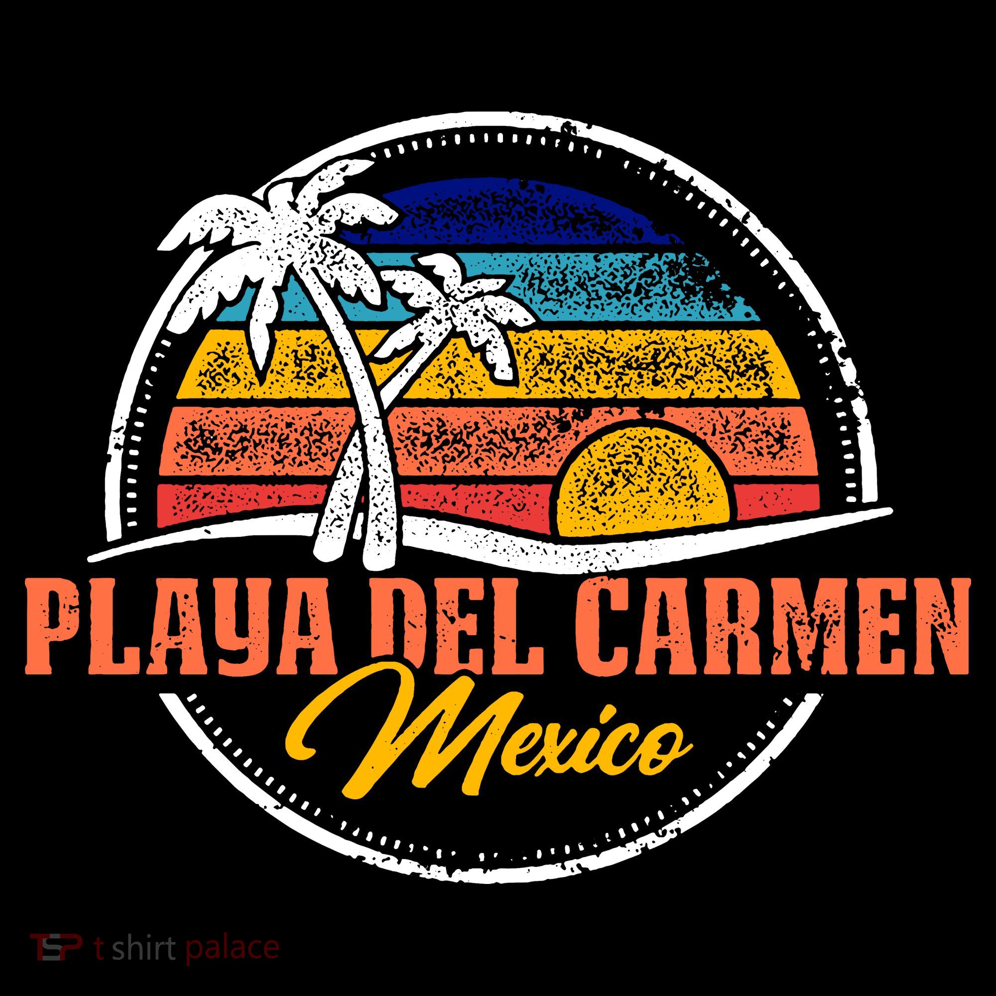 Playa Del Carmen Retro Sunset Doggie Tank