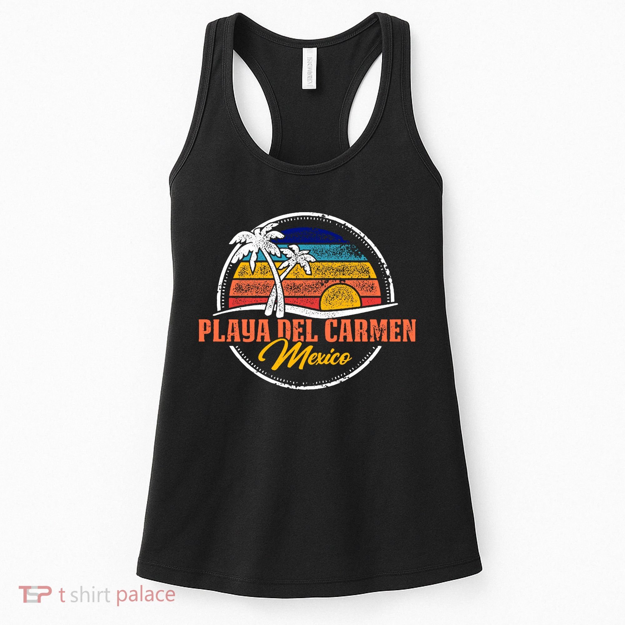 Playa Del Carmen Retro Sunset Women's Tank Top